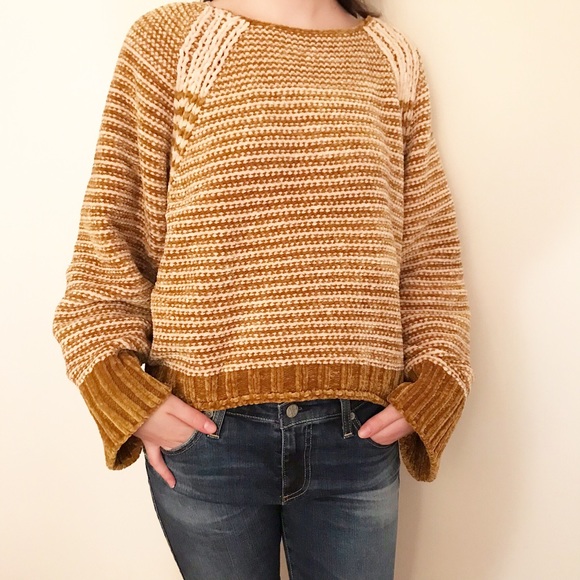 Gold Striped Chenille Sweater 